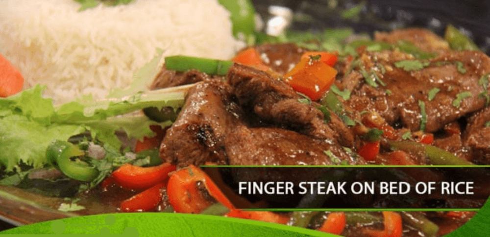 Finger Steak On A Bed Of Rice Recipe