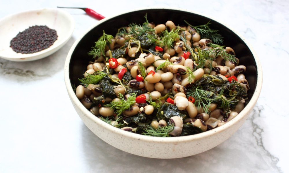 Black-Eyed Peas With Spinach And Dill Recipe