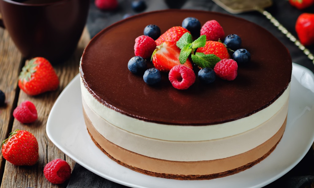 No-Bake Triple Chocolate Mousse Cake Recipe