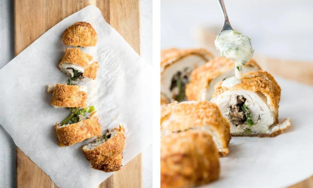 Creamy Chicken Roulade with Spinach and Mushrooms Recipe